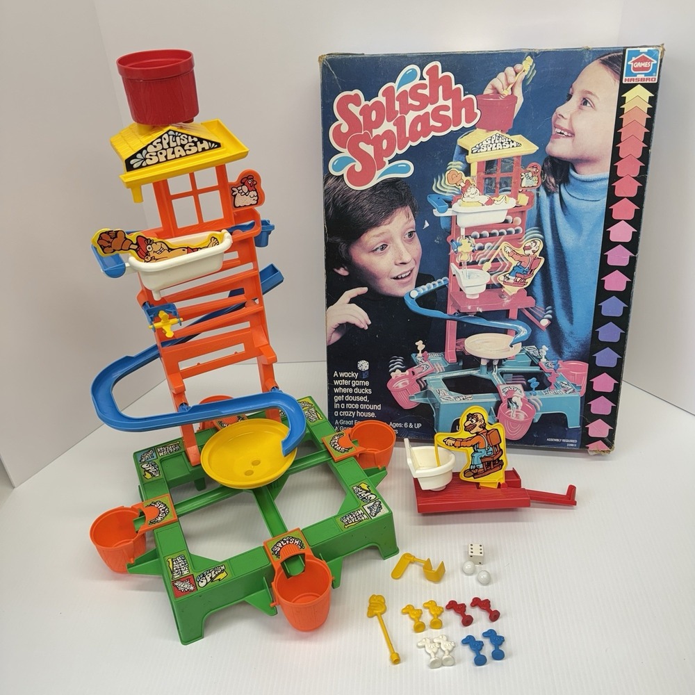 Vintage 1981 Hasbro Splish Splash Water Board Game Play Set COMPLETE Rare